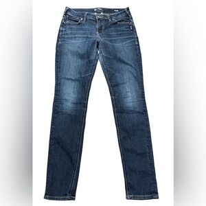 Silver Aiko Skinny Jeans Low Rise Embroidered Pockets Medium Blue Size 30 x31L